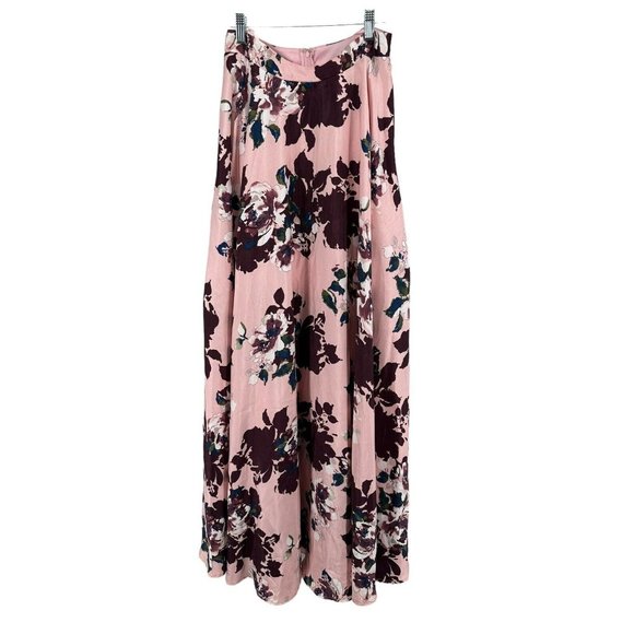 Jodi Kristopher Formal Prom Dressy Pink and‎ Burgundy Floral Lined Maxi Skirt 1 - Picture 1 of 7